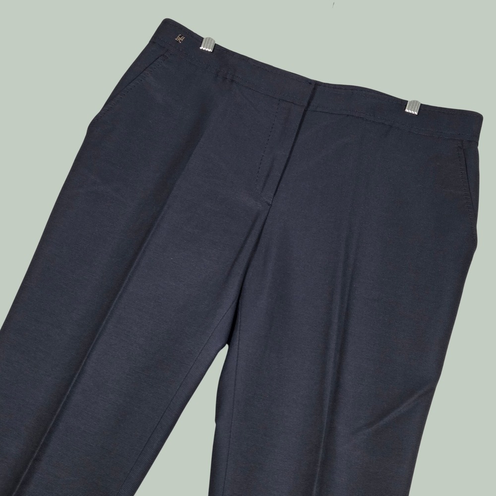 Carolina Herrera Women 10 Trousers Navy Cotton Silk Blend Straight Leg Pants